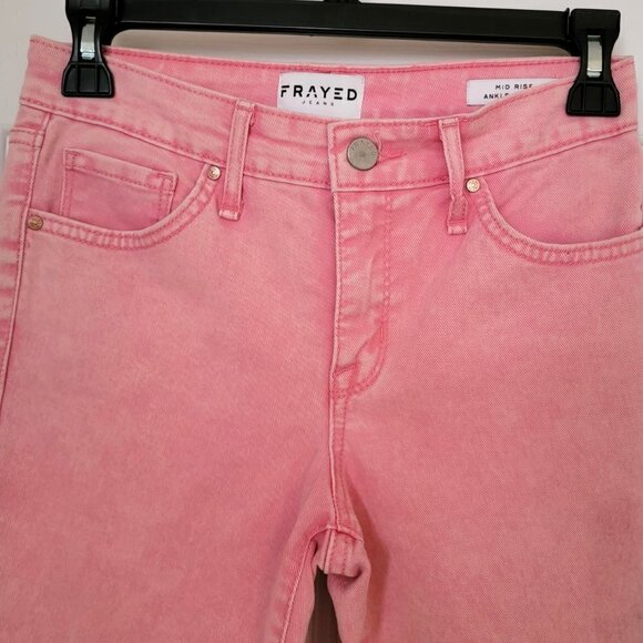 FRAYED Jordan Midrise Ankle Skinny Pink Jeans Size 00/24 RARE FIND Rare Color - Picture 4 of 13